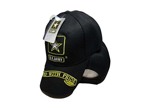 K's Novelties Set of 2 Army Star Served with Pride Emblem Crest Black Embroidered Hat Ball Cap