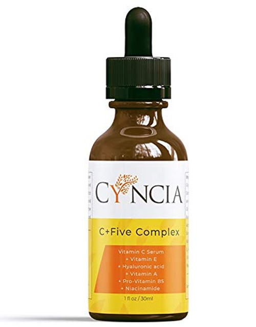 CYNCIA Clear Skin Serum Age-Defying Formula for Acne-Prone skin with 20 percent Vitamin C Pro-Vitamin B5 Niacinamide Vitamin E  and  Hyaluronic Acid for Blemish-Free Radiant Skin. 1oz