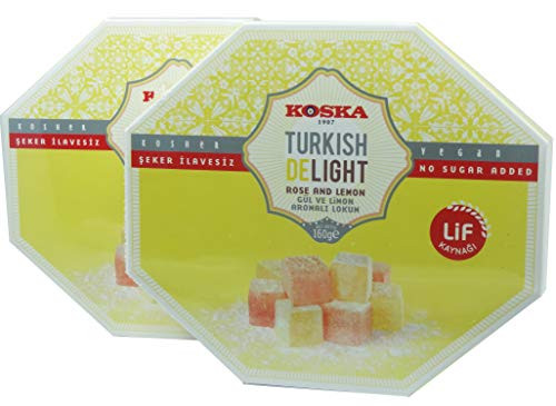 Koska Sugar Fee Rose  and  Lemon Turkish Delight 160g -Pack of 2-