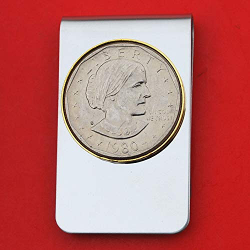 US 1980 Susan B. Anthony Dollar BU Uncirculated Coin Stainless Steel Gold Silver Two Tone Money Clip NEW US 1980 Susan B. Anthony Dollar BU Uncirculated Coin Stainless Steel Gold Silver Two Tone Money Clip NEW