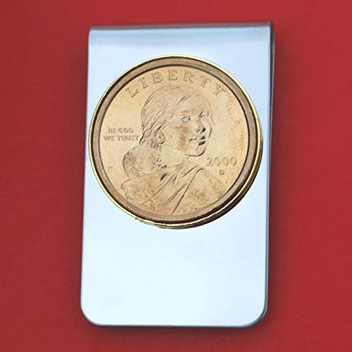 US 2000 Sacagawea Dollar BU Uncirculated Coin Stainless Steel Gold Silver Two Tone Money Clip NEW - Sacagawea and Her Infant Son US 2000 Sacagawea Dollar BU Uncirculated Coin Stainless Steel Gold Silver Two Tone Money Clip NEW - Sacagawea and Her Infant Son