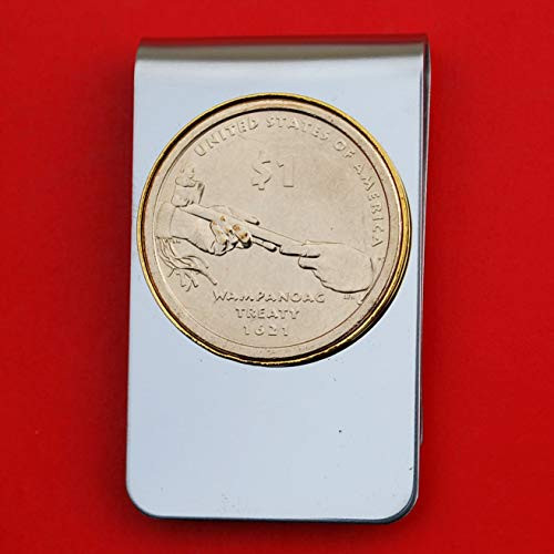 US 2011 Sacagawea Dollar BU Uncirculated Coin Stainless Steel Gold Silver Two Tone Money Clip NEW - Hands US 2011 Sacagawea Dollar BU Uncirculated Coin Stainless Steel Gold Silver Two Tone Money Clip NEW - Hands