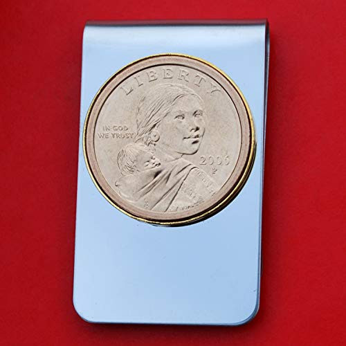 US 2006 Sacagawea Dollar BU Uncirculated Coin Stainless Steel Gold Silver Two Tone Money Clip NEW - Sacagawea and Her Infant Son US 2006 Sacagawea Dollar BU Uncirculated Coin Stainless Steel Gold Silver Two Tone Money Clip NEW - Sacagawea and Her Infant Son
