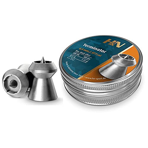 H and N Terminator Hollowpoint Airgun Pellets Stunning Accuracy and Deadly Force for Hunting .177 Caliber 7.25 Grains -400 Count- H and N Terminator Hollowpoint Airgun Pellets Stunning Accuracy and Deadly Force for Hunting .177 Caliber 7.25 Grains -400 Count-