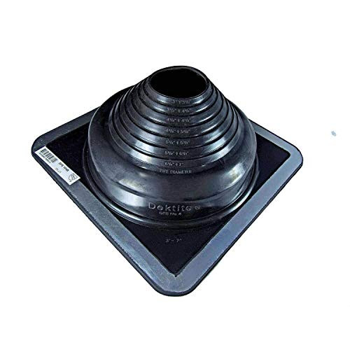 DEKTITE 4-DFE104B- Square Black EPDM Flexible Pipe Flashing Roof Jack Pipe Boot Flashing Dektite -for OD Pipe Sizes 3" - 7"-