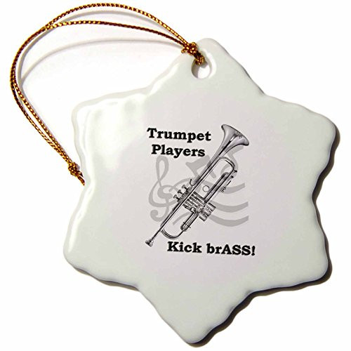 3dRose Trumpet Players Kick Brass Snowflake Porcelain Ornament, 3-Inch 3dRose Trumpet Players Kick Brass Snowflake Porcelain Ornament, 3-Inch