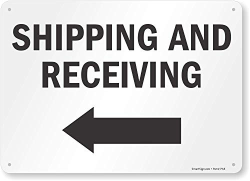SmartSign "Shipping And Receiving" Sign with Left Arrow  10" x 14" Aluminum