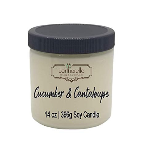 CUCUMBER  and  CANTALOPE Soy Wax 14 oz. Jar Candle  Vegan