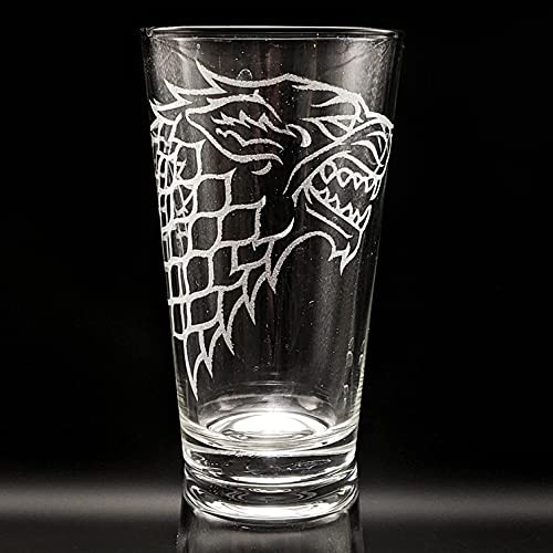 HOUSE STARK Crest Engraved Westeros Seven Kingdoms Pint Glass  Personalized