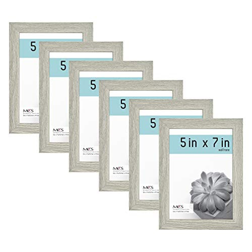 MCS Industries MCS 5x7 Inch 6-Pack Gray Woodgrain Gallery Essential Frame 5x7