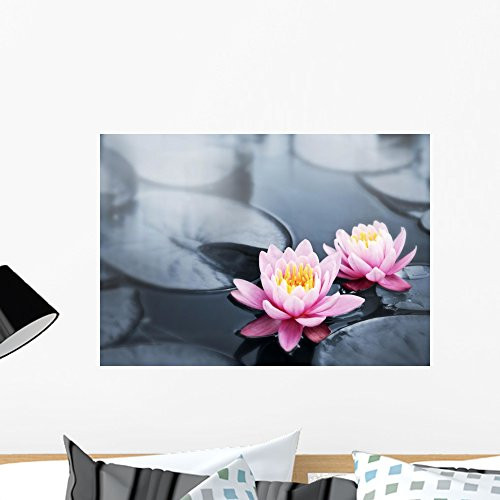 Wallmonkeys Lotus Blossoms Wall Mural Peel and Stick Floral Graphic -24 in W x 17 in H- WM251352
