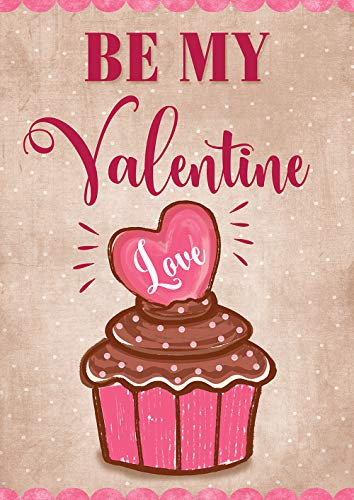 Toland Home Garden 1012281 Valentine Cupcake 28 x 40 Inch Decorative, Spring Love Heart Polka Dot House Flag