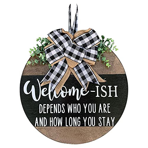 Welcome Sign Welcome Front Door Round Wood Sign Hanging Welcome Sign for Garden Porch Spring Welcome Sign Front Door Decoration -G-