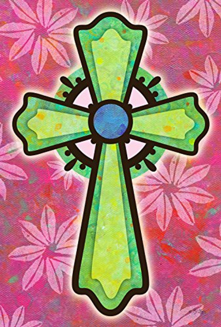 Toland Home Garden Pink and Green Cross 28 x 40 Inch Decorative Colorful Easter Flower Religious Inspirational House Flag Toland Home Garden Pink and Green Cross 28 x 40 Inch Decorative Colorful Easter Flower Religious Inspirational House Flag