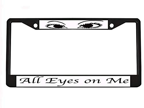 BISIRI All Eyes on me Chrome-Black Metal Auto License Plate Frame Car Tag Holder -B White-Black- BISIRI All Eyes on me Chrome-Black Metal Auto License Plate Frame Car Tag Holder -B White-Black-