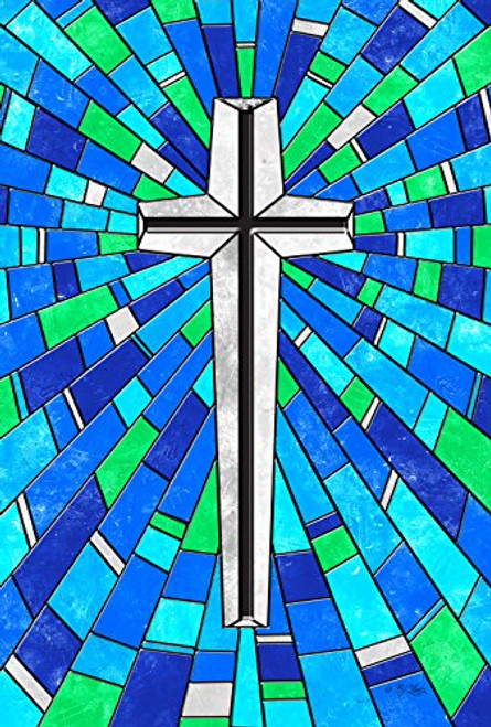 Toland Home Garden Stained Glass Cross 28 x 40 Inch Decorative Colorful Religious Christian Inspirational House Flag Toland Home Garden Stained Glass Cross 28 x 40 Inch Decorative Colorful Religious Christian Inspirational House Flag
