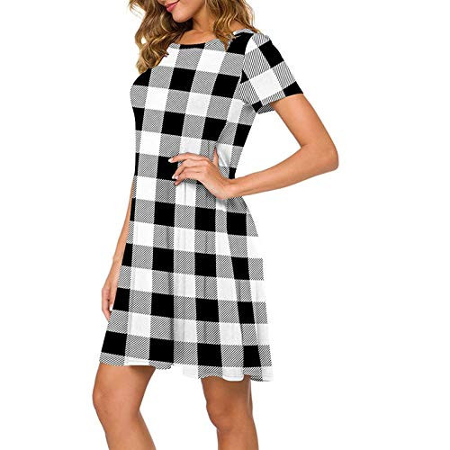 officpb Summer Dresses for WomenFashion Women Summer Casual Short Sleeve O-Neck Printing Ladies Loose Mini Swing Dress White officpb Summer Dresses for WomenFashion Women Summer Casual Short Sleeve O-Neck Printing Ladies Loose Mini Swing Dress White