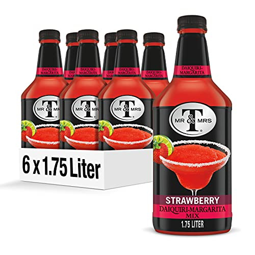 Mr  and  Mrs T Strawberry Daiquiri-Margarita Mix 1.75 Liter Bottle -Pack of 6-