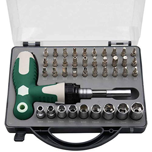 Ratcheting Screwdriver Liangery T Handle Ratchet Screwdriver Set with Multi Bits Adjustable Length Ratcheting Screwdriver Kit with Case Multibits Socket Ratchet Wrench Set 41 in 1