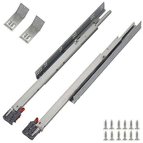 Full Extension Undermount Drawer Slides 18 inch -1 Pair- Soft Close Concealed Drawer Runners Come with Mounting Screws and Brackets
