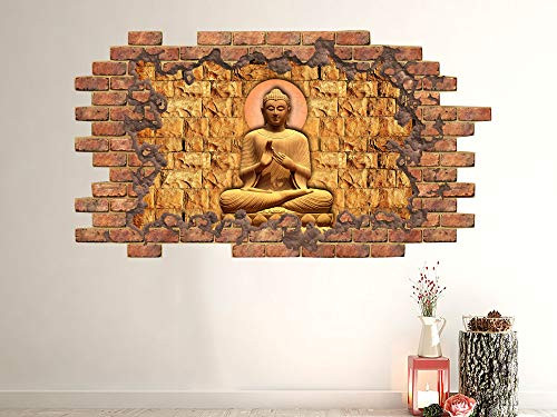 3D Buddha Wall Decal Yoga Om Removable Vinyl Sticker Buddha Boho Wall Mural Peel and Stick Meditation Wall Decor NT47