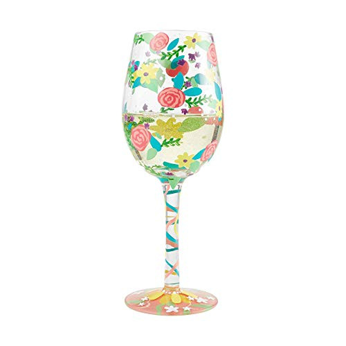 Lolita Spring Floral Handpainted Wine Glass 15 oz.