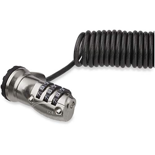 StarTech.com 6ft -1.8m- Self-Coiling Laptop Cable Lock - Portable 3-Digit Combination Security Cable Lock for K-Slot Laptop-Computer-Desktop-Device - Coiled Anti-Theft Steel Cable Lock -LTLOCK3DCOIL-