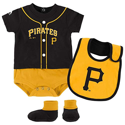 Outerstuff MLB Newborn Infants Tiny Player Creeper Bib and Bootie Set -18 Months Pittsburgh Pirates-