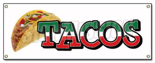 Signmission Tacos Banner Sign Taco Stand Cart Mexican Signs, 0.56999999999999995 Pound