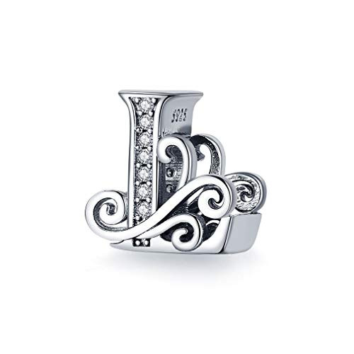 MIADEAL Alphabet Letter Charms Fits Pandora Sterling Silver -L-