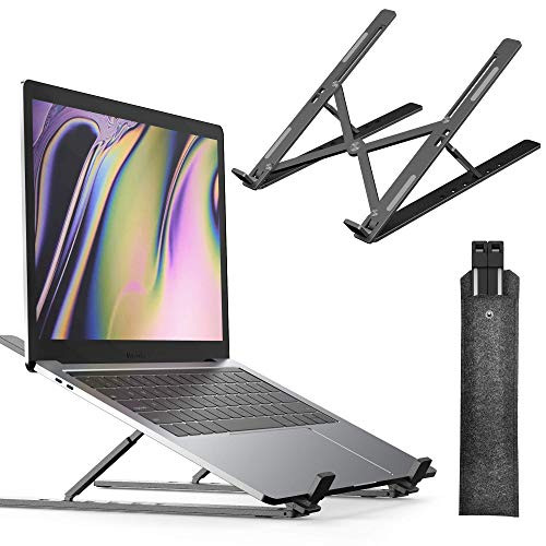 Portable Laptop Stand Holder with Carry BagONETOPU 6-Adjustable Height Aluminum Notebook RiserFoldable Ergonomic Ventilated Desktop Elevator Computer Support Mount for 10?-17.3? Laptop and Tablet-Black