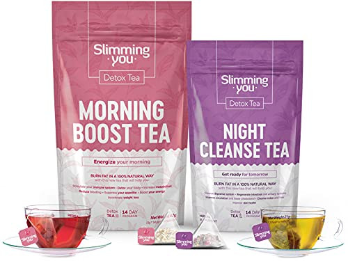 14 Day Detox Tea Kit - Weight Loss Tea 1 Morning Boost Tea -14 Bags- 1 Night Cleanse Tea -7 Bags- Tea Detox Cleanse Herbal Slim Tea for Detox Cleanse  and  Bloating - with Bonus Digital Welcome Guide