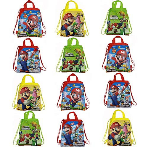 12 Pcs Super Mario Non-Woven Drawstring Party Bags Mario Goodie Bags Mario Backpack for Super Mario Party Supplies Party Favors Birthday Party Decorations 12 Pcs Super Mario Non-Woven Drawstring Party Bags Mario Goodie Bags Mario Backpack for Super Mario Party Supplies Party Favors Birthday Party Decorations