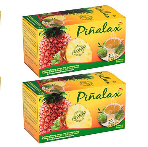 Piñalax Detox -2-pack- Herbal Tea of Pineapple -Piña- Artichoke -Alcachofa- Green Tea -Te Verde- Stevia Yacon Leaves Senna -Sen- Horsetail -Cola de Caballo- and Fennel -Hinojo- - 60 Tea Bags of All-Natural Herbs from Peru for Digestion Healthy
