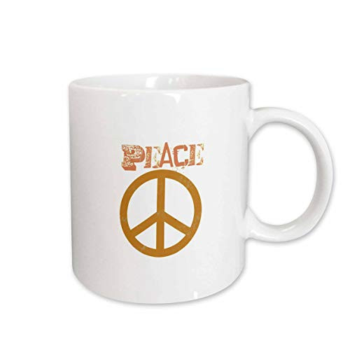 3dRose Orange Peace Sign Art Symbols Inspirational Ceramic Mug, 11-Ounce