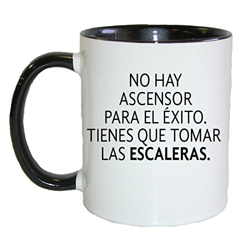 Gifts by Lulee LLC No Hay Ascensor para El Exito Tienes Que Tomar Las Taza En Espanol De Chocolate Cafe O Te Coffee-Tea Mug -Black-