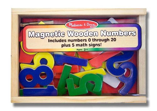 Melissa  and  Doug Numbers Wooden 25 Magnets-in-a-Box Gift Set  plus Free Scratch Art Mini-Pad Bundle -04497-