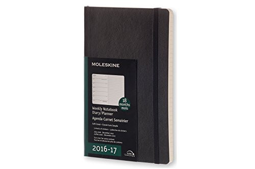 Moleskine 2016-2017 Weekly Notebook, 18M, Large, Black, Soft Cover (5 x 8.25)