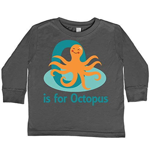 inktastic O is for Octopus Toddler Long Sleeve T-Shirt 4T Charcoal 23912