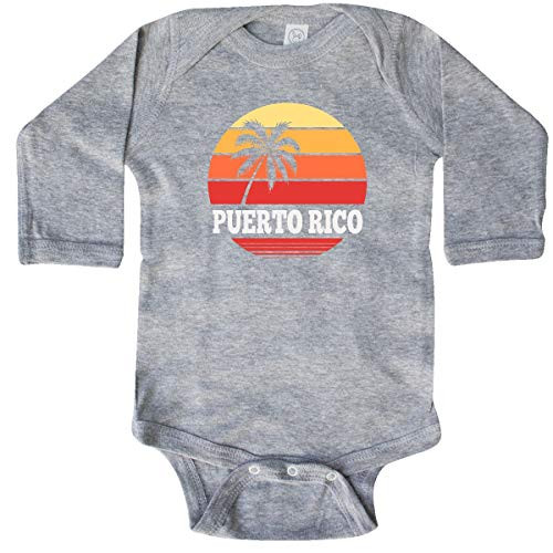 inktastic Puerto Rico Vacation Cruise Long Sleeve Creeper 6 Months Heather Grey