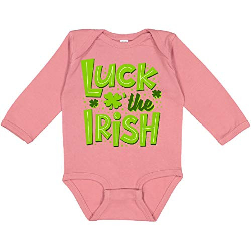 inktastic St. Patrick's Day Luck O' The Long Sleeve Creeper 6 Months Mauve 39cde