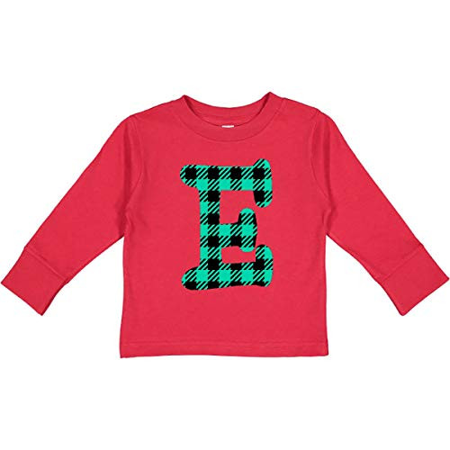 inktastic Teal Plaid Initial E Toddler Long Sleeve T-Shirt 3T Red 3cbfa