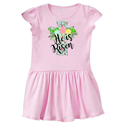 inktastic He is Risen Floral Print Cross with Infant Dress 12 Months Pink 3e567