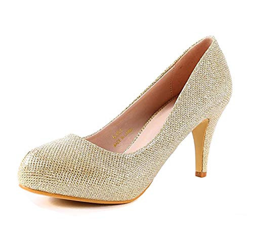 Cull4U Women's Fulgurate Rhinestones Pumps -7 M USGold Glitter-