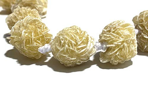 -ABCgems- Mongolian Desert-Rose Selenite Druzy Crystal -Rose-Like Formations of Crystal Clusters of Gypsum by Mother Nature- 14mm Raw Organic Free-Form Gemstone Healing Energy Beads
