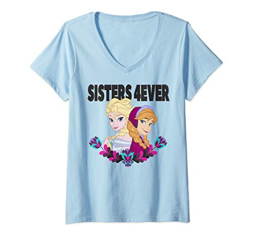 Womens Disney Frozen Elsa And Anna Sister Forever V-Neck T-Shirt Womens Disney Frozen Elsa And Anna Sister Forever V-Neck T-Shirt