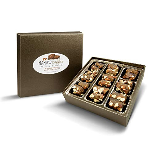 Mamas Toffee Original Recipe - Handcrafted Gourmet Almond Toffee in Gift Box - Gluten-Free Candy - Fresh Artisanal Batches - Scrumptious Candy Gifts Almond Toffee with Dark Chocolate 18