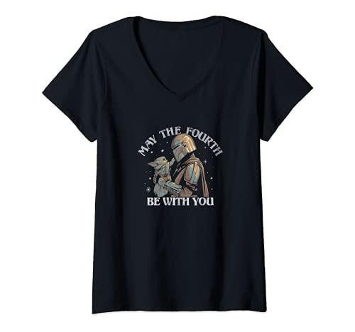 Womens Star Wars May The Fourth Be With You Stamp V-Neck T-Shirt