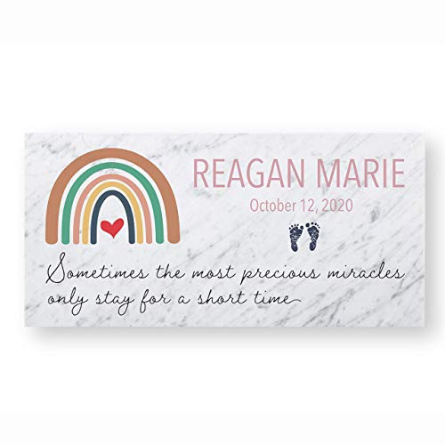 Miscarriage Memorial Stone Infant Baby Loss Keepsake Gift Personalized Condolence Bereavement Indoor Plaque Miscarry In Loving Memory Sympathy Garden Memorial Stone Rainbow 64