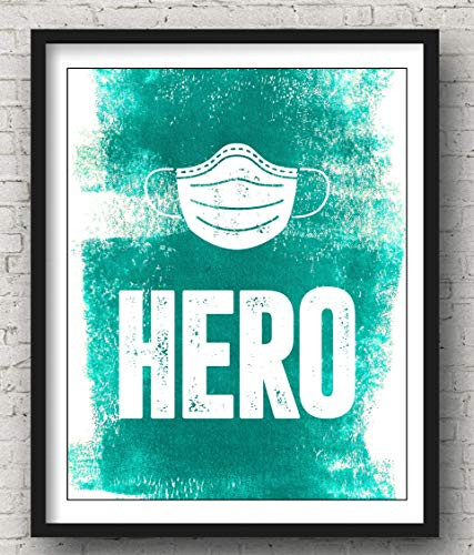 Health Care Worker Inspired HERO Poster  11x14  Doctor  Nurse  Hospital  Pandemic  Covid 19  Corona Virus